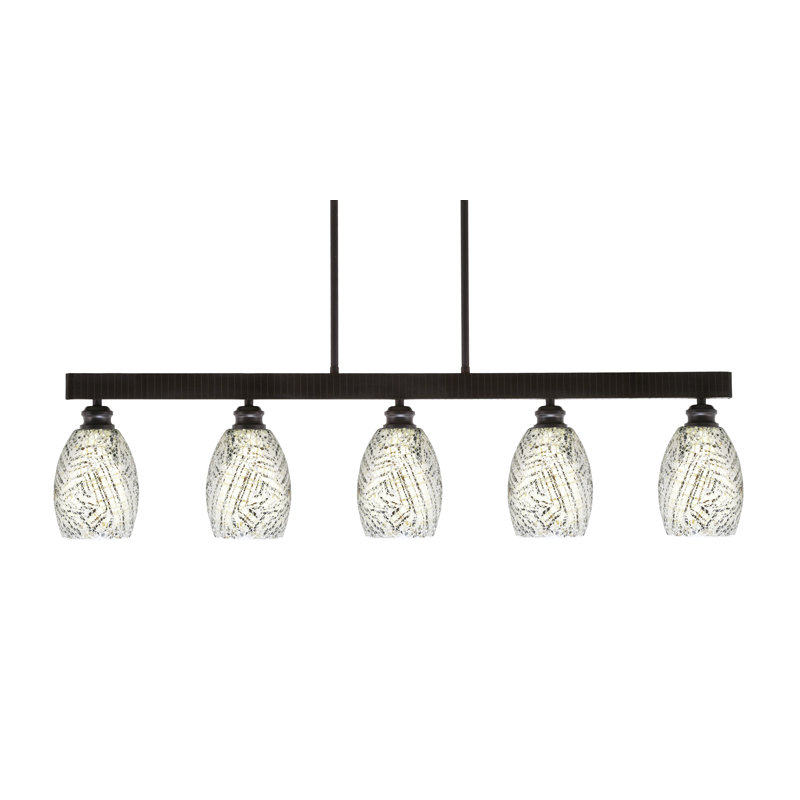 Barre d'éclairage 5 lumières Edge avec verre de fusion 5 po, Espresso, Naturel