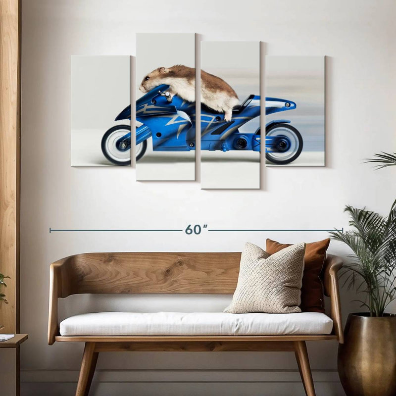 Hamster Ketti sur une moto jouet, H 32 po x l 52 po