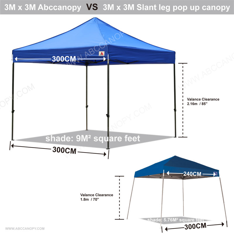 Abri instantané commercial 10 pi The Pop Up Canopies L 10 pi. D Auvent escamotable en métal, Bleu