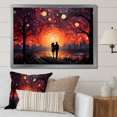 Abstrait couple romantique pointilisme paysage