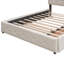 Grand lit en tissu d'ameublement en lin avec 2 tiroirs et lit gigogne simple sans sommier tapissier - beige-586856074-586856077