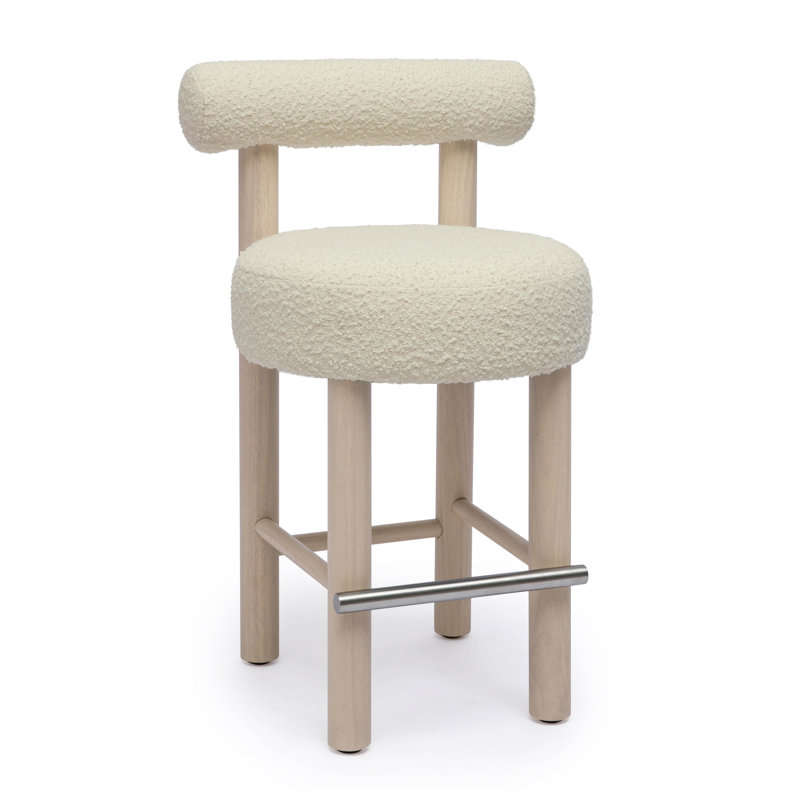 Tabouret de comptoir Lowther Carmel Performance, Tissu bouclé crème