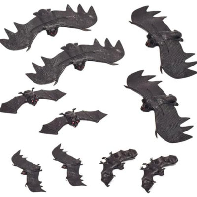 10 pièces décorations d'Halloween suspendues réalistes décorations de chauve-souris en caoutchouc horreur de chauves-souris décoratives pour l'extérieur intérieur suspendu vampire, chauves-souris volantes pour la maison, articles de fête d'Halloween, maison hantée
