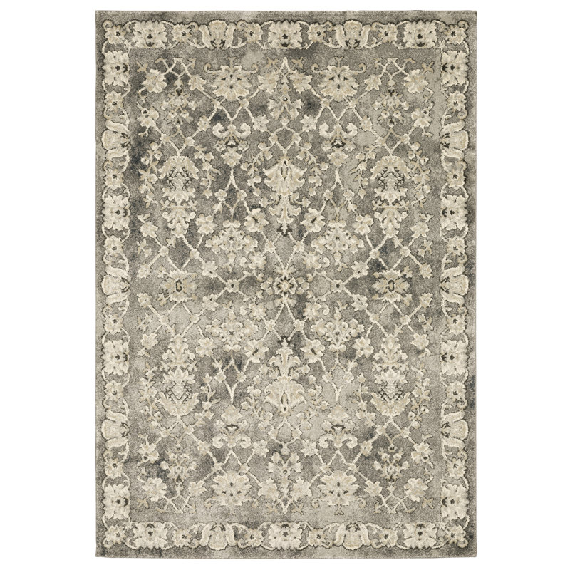Tapis oriental gris / beige Caryll, Rectangle 6 pi 7 po x 9 pi 6 po