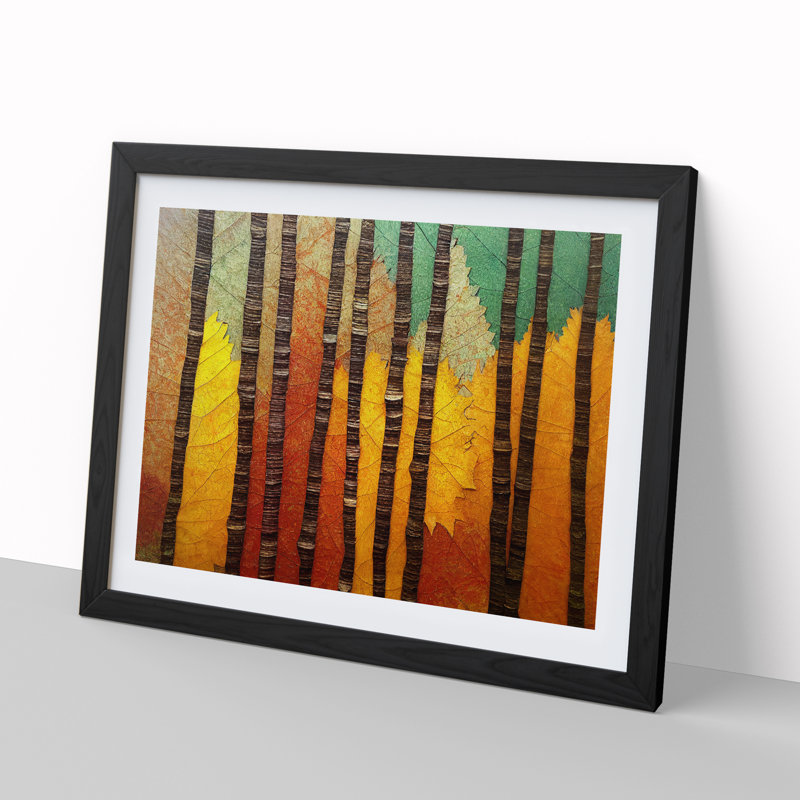 An Incomparable Autumn Forest Abstract - Single Picture Frame Print, 46cm H x 64cm W x 2cm D, Black Framed
