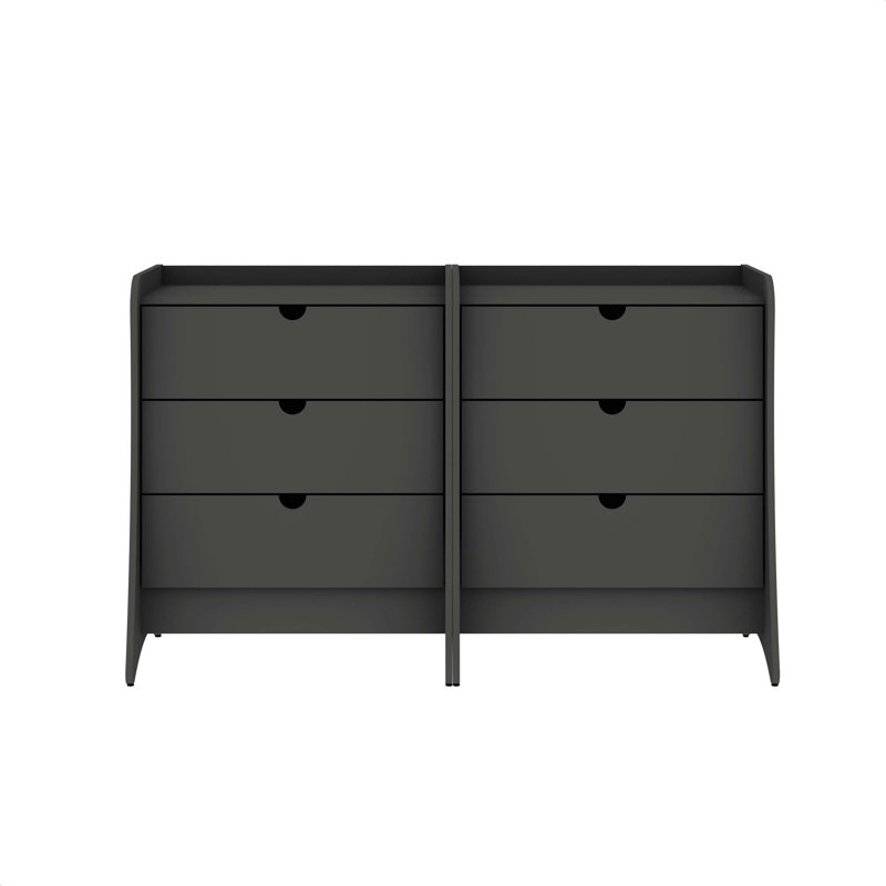 Commode de style Mid-Century moderne à 3 tiroirs gris anthracite Coney, Gris