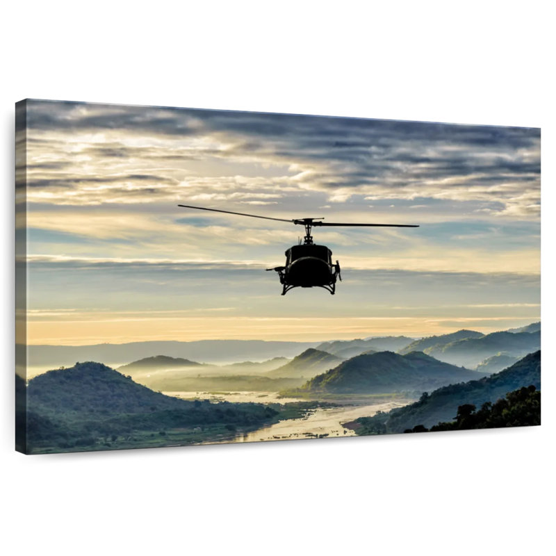 Mehar Helicopter Over Valley, 30" H x 45" W