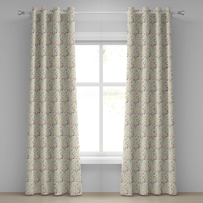 Multicolore, rideaux à œillets décoratifs à pois 2 panneaux East Urban Home, L 50 po x L 108 po