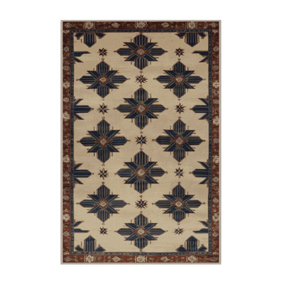 Machine Washable Art Deco Brown Area Rug
