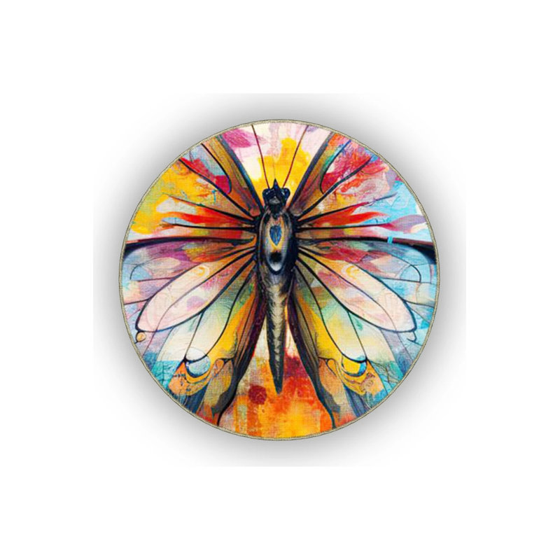 Creative Modern Decorative Carpet With Multicolored Abstract Butterfly Pattern, Rectangle 4'8" x 6'7"