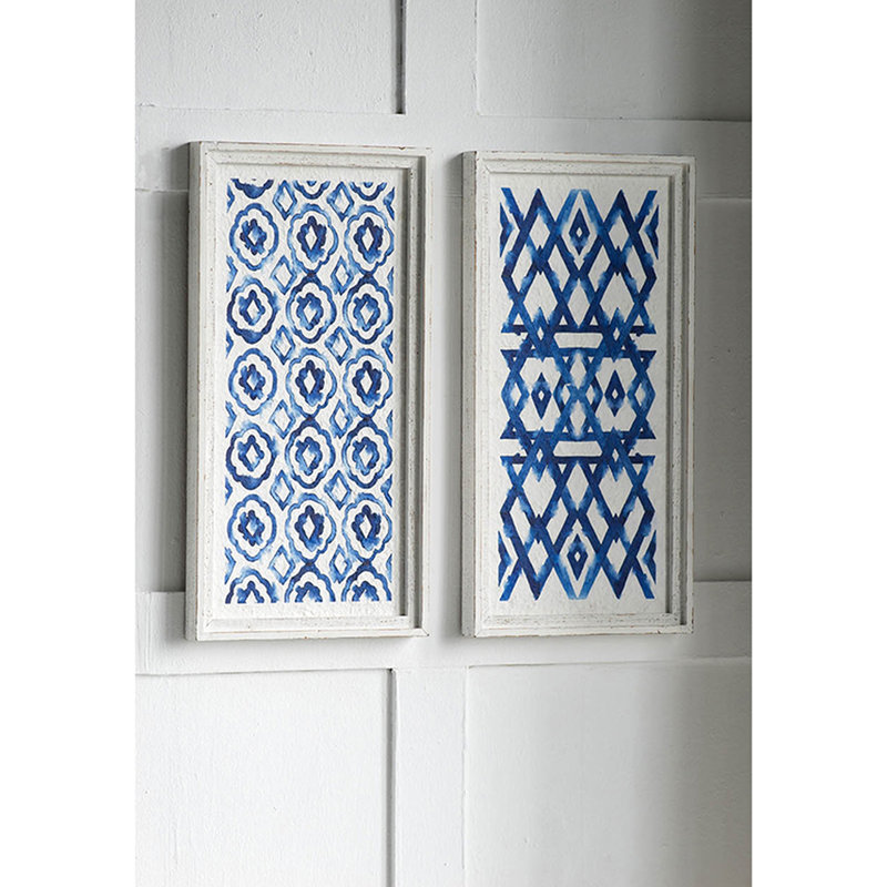 2 pièces de sculptures décoratives suspendues bleues et blanches, moderne, 12,6 x 1,4 x 24,4 pouces, décor hypnotisant pour la cuisine, 95% bois de sapin, 5% papier moderne, remarquable