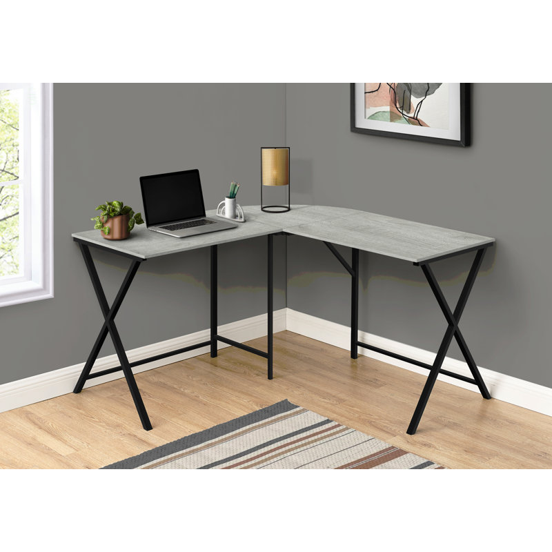 Computer Desk, Home Office, Corner, 55"L, L Shape, Work, Laptop,  Laminate,  Metal, Contemporary, Modern, Grey