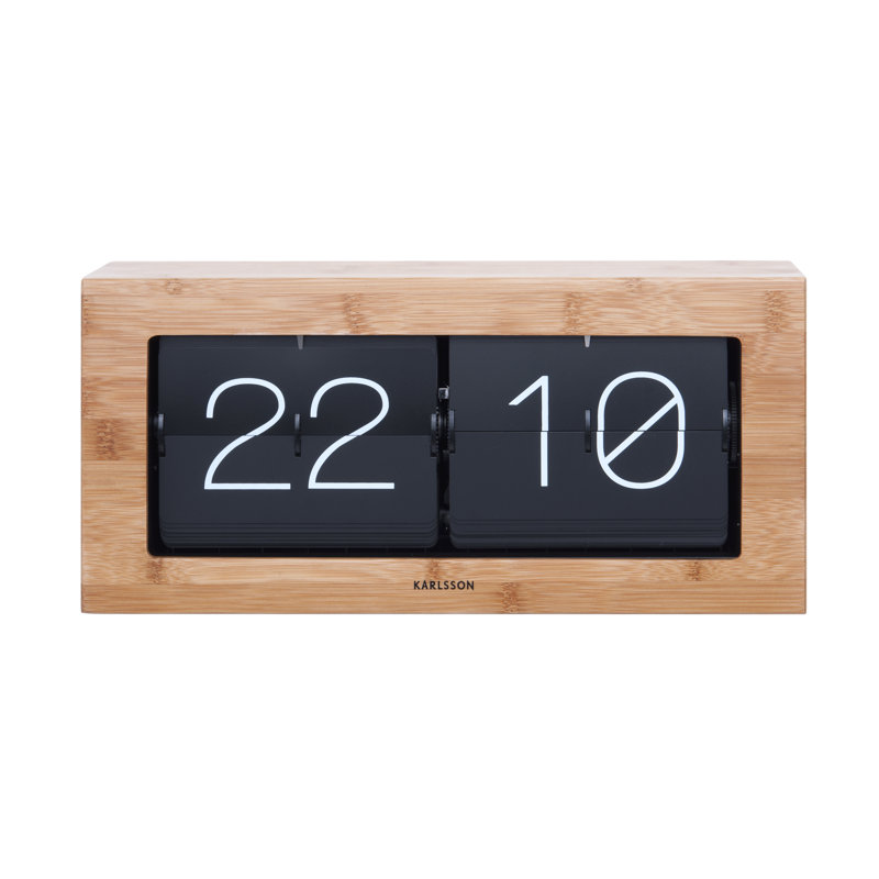 Modern & Contemporary Digital Bamboo Wood Electric Tabletop Clock, 11cm H x 21cm W x 8.5cm D, Bamboo