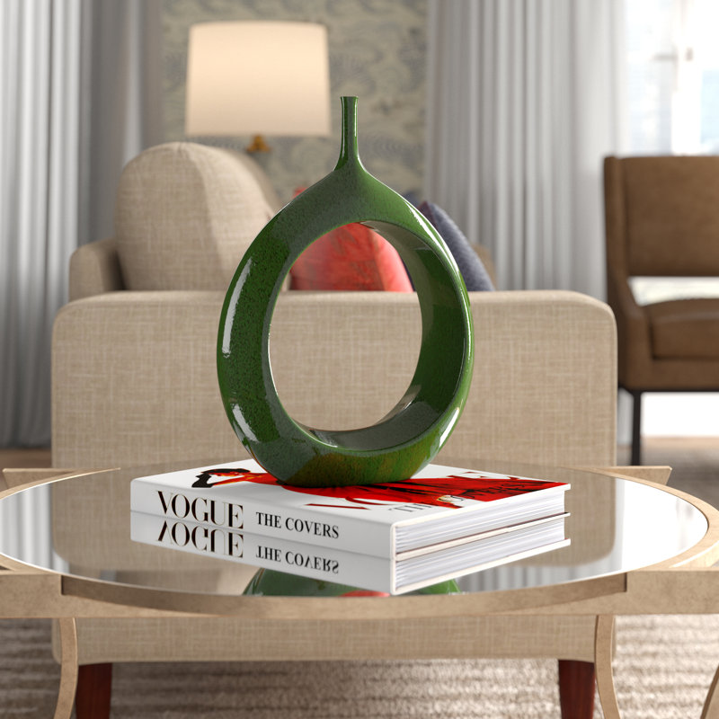 Open Ring Vase, Emerald, 16" H x 12" W x 4.25" D