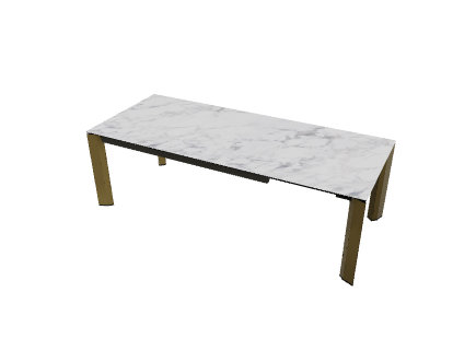 Delta Extendable Tables, White Marble, Matt Bronze