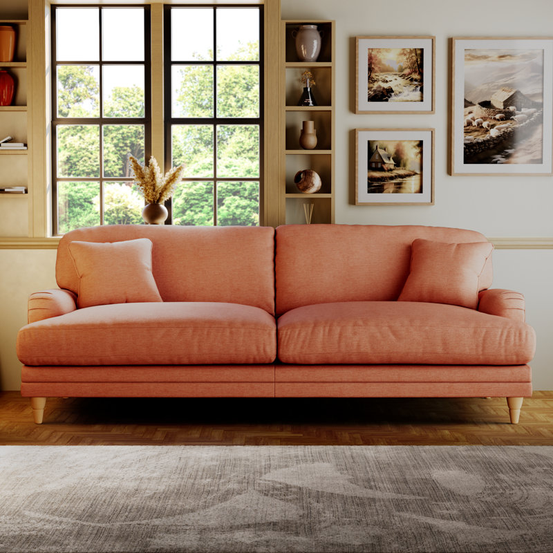 Adaku 4 Seater Sofa  , Country Oak, Salmon