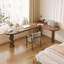 Bureau brun en bois massif en forme de L-984153697-984153699
