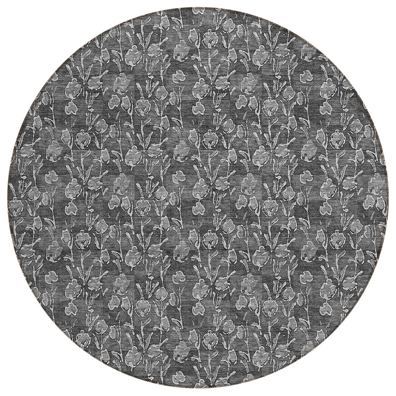 Dejae Washable Floral Indoor / Outdoor Rug, Round 8'