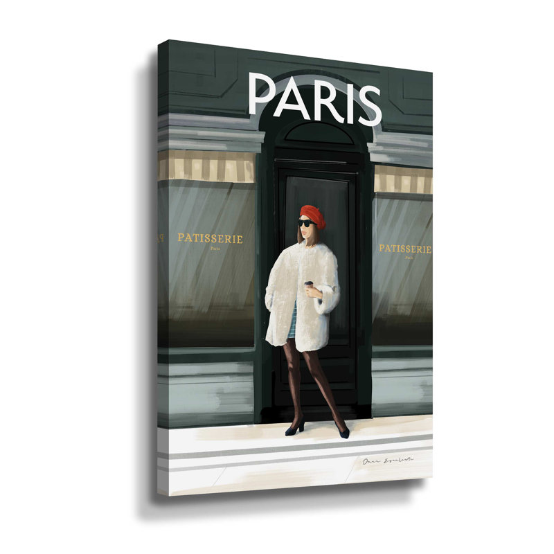 «Girl in Paris II», peinture sur toile, H 12 po x l 8 po x P 2 po, Toile tendue