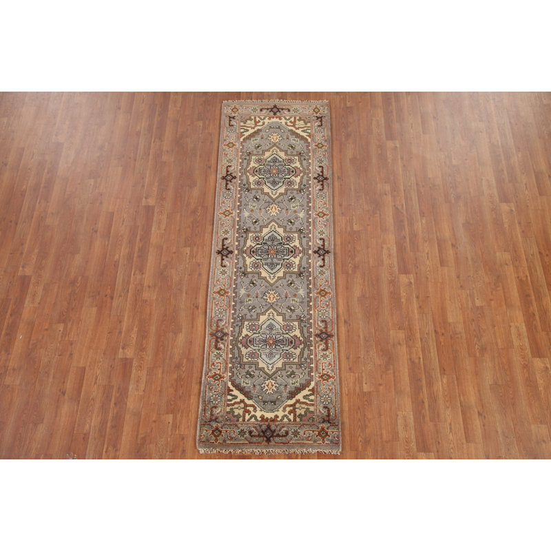 Tapis de couloir oriental gris et gris 2x8