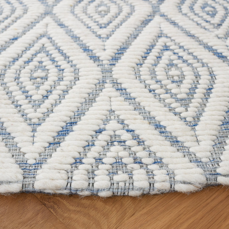 Karaline Hand Woven Wool And Cotton With Latex Geometric Rug, Rectangle 4' x 6'