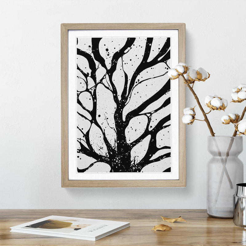 Monochrome Tree Branches No.1 - Framed Print, 34cm H x 25cm W, Oak