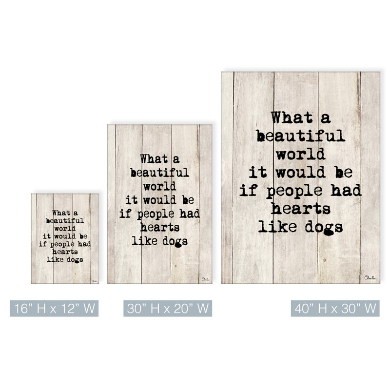 «Dog Beautiful Hearts», reproduction d'art textuel sur toile, H 16 po x l 12 po x P 1,5 po