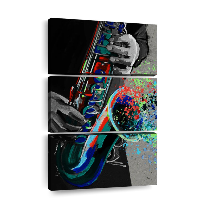 Saxophone, reproduction d'art sur toile, H 38 po x l 24 po