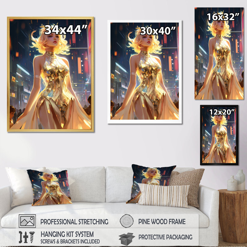 «Cyberpunk Urban Tokyo Glorious Goddess I», reproduction sur toile, H 44 po x l 34 po x P 1,5 po, Toile tendue