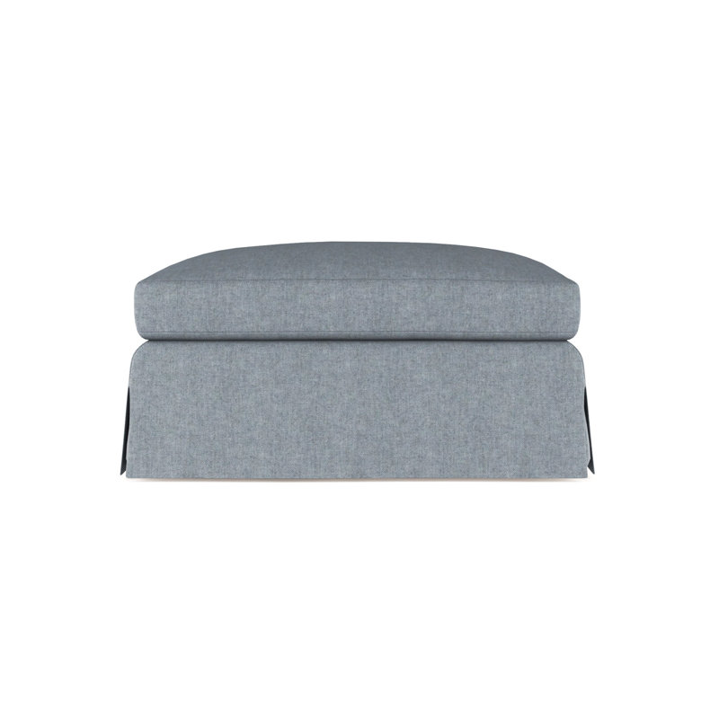 Ludlow Ottoman, Plush Velvet Blue Print, Ebony