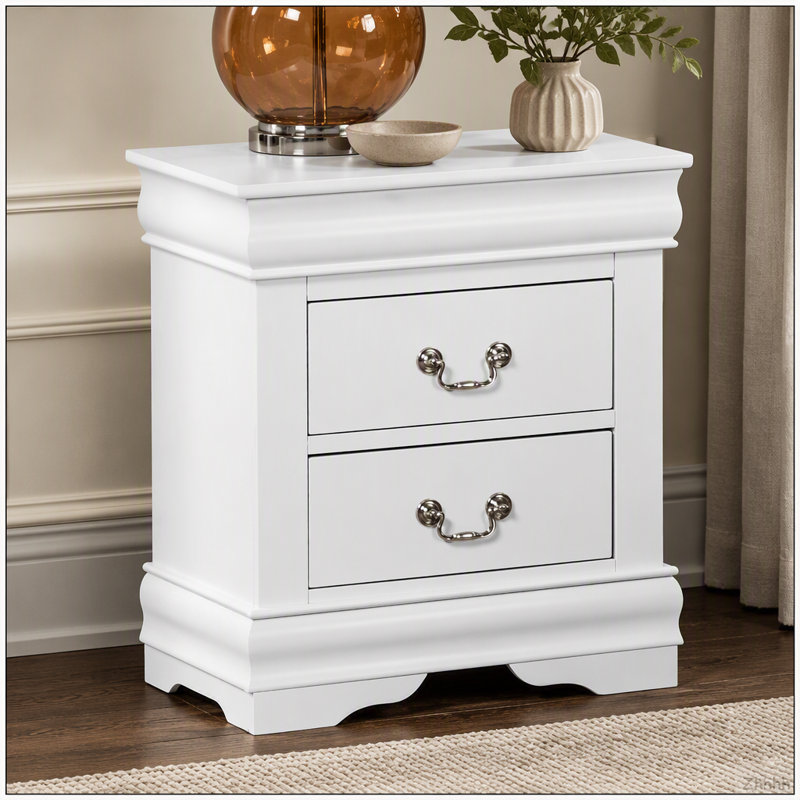 Table de chevet à finition blanche 1pc, Blanc