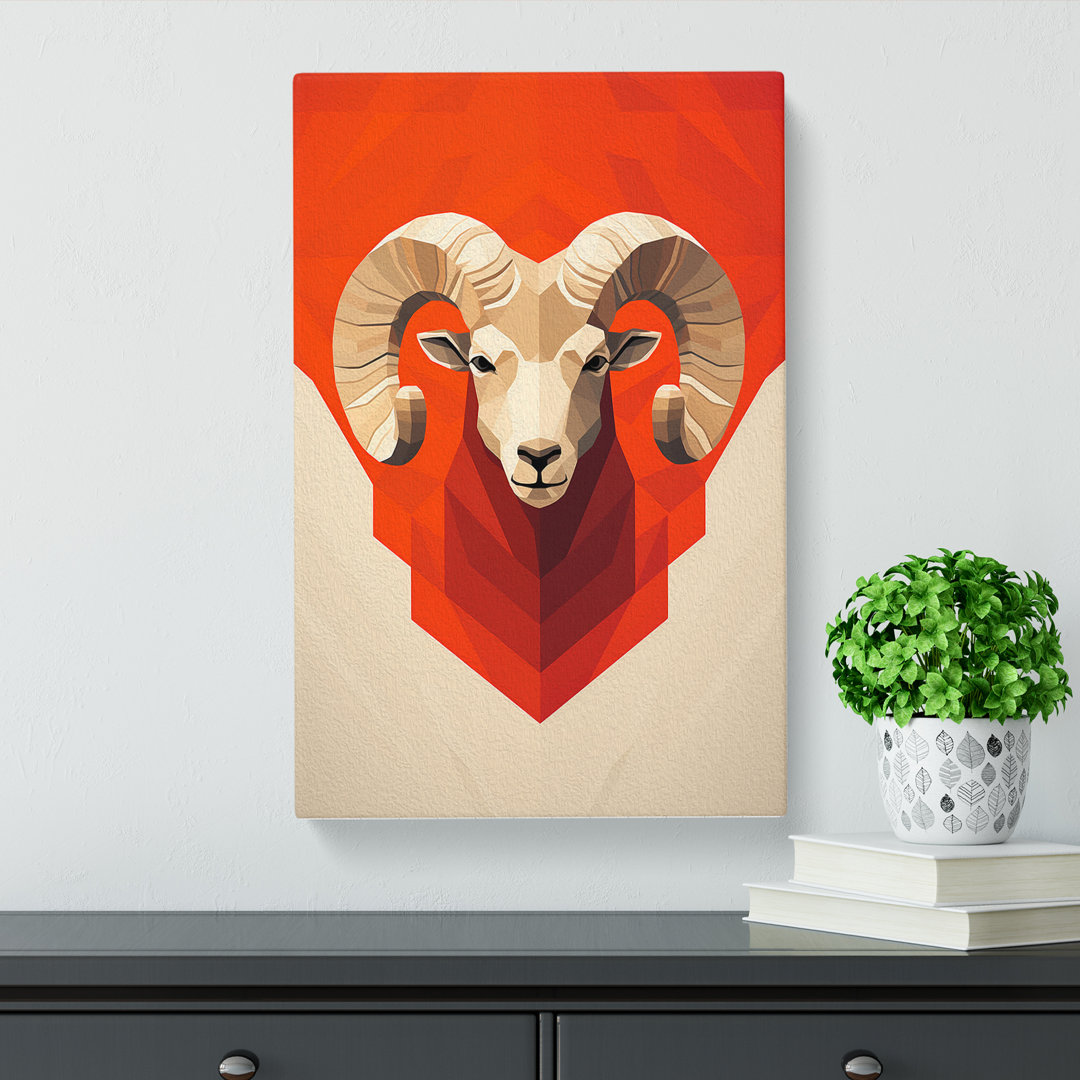Aries Zodiac Minimalism - Wrapped Canvas