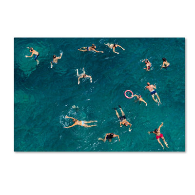 Wrapped Canvas Wall Art - Carlo Tonti 'Swim' Wall Art for Living Room, Bedroom, or Office Décor - 12x19
