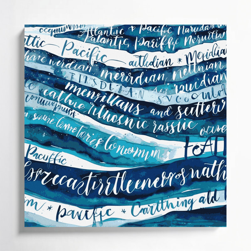 Art nautique sur toile bleu, H 8 po x l 8 po