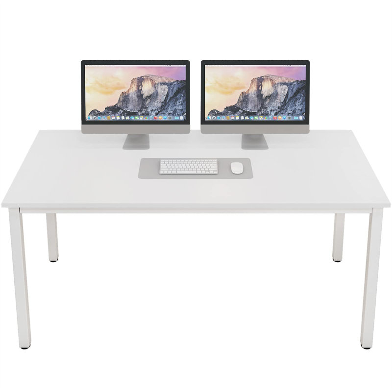 Bureau d'ordinateur Pauljohn, H 29,02 po x l 55 po x P 22,99 po, Blanc, Blanc