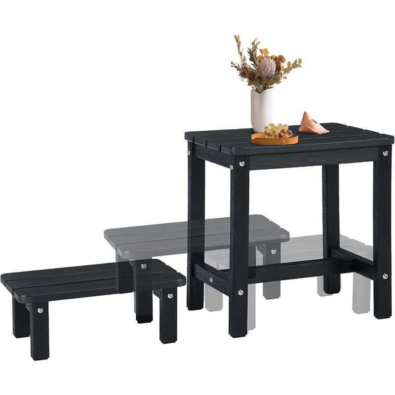 Table d'appoint d'extérieur 2 en 1 avec petit tabouret de pied amovible, ...