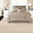 Luxurious Bedding Sets With Beige Faux Silk, Embroidered Texture For Home