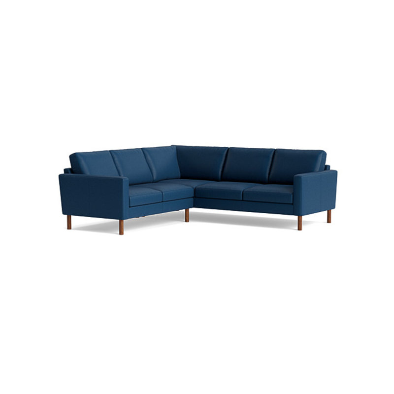 Laguna Leather Sectional, Right Hand Facing, Leather - Deep Blue