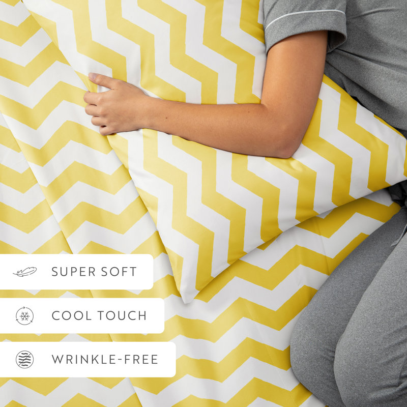 Simply Soft™ Arrow Pattern Microfiber Sheet Set, Twin Sheet Set + Fitted Sheet + 1 Pillowcase, Yellow