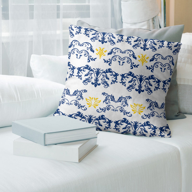 Housse et insert de coussin carré LA Football Football Baroque, Bleu royal / blanc / or, 20 po X 20 po