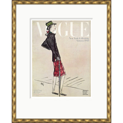 Vogue Cover, Woman In Plaid Skirt, Carl Erickson, September 1, 1945 Print by Carl Erickson