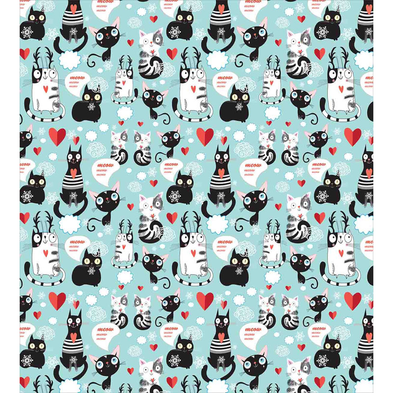 Twin Size Multicolor Cat Print Duvet Cover Set