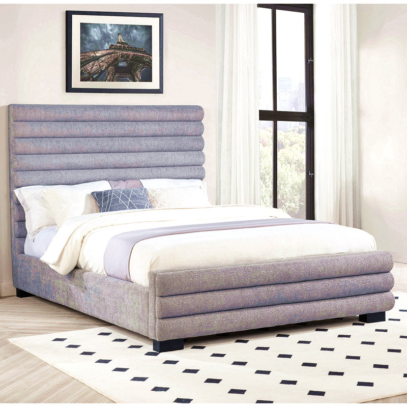 Grey Upholstered Queen Bed
