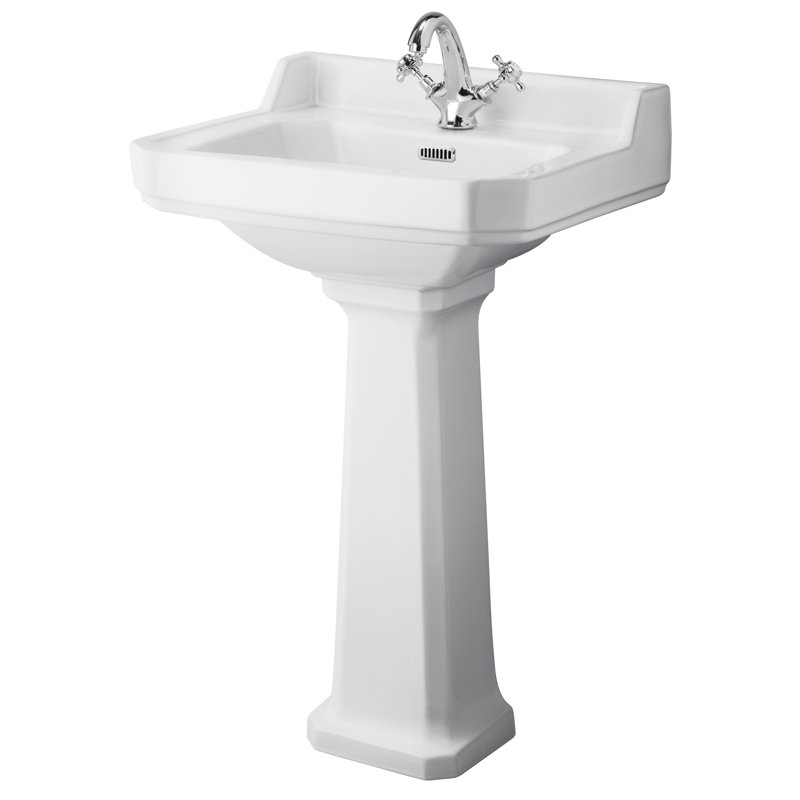 Nuie Richmond 560mm L x 450mm W White Vitreous China Rectangular Sink with Overflow, 100" H x 595" W x 470" D, 1