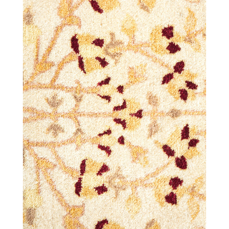Tapis traditionnel sable noué à la main de conception unique 6 pi x 8 pi 9 po Keller