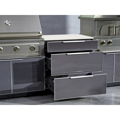 Ensemble d'armoires d'extérieur gris ardoise en aluminium 4 pièces pour l'extérieur