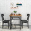 3-Piece Square Dining Table Set, Retro Farmhouse Style Small Kitchen Table And Chairs Set With MDF Table Top And Metal Frame, Space-Saving Bar Table Set For 2 With Wine Rack, For Small Space, Dining Room, Apartment-2071416865