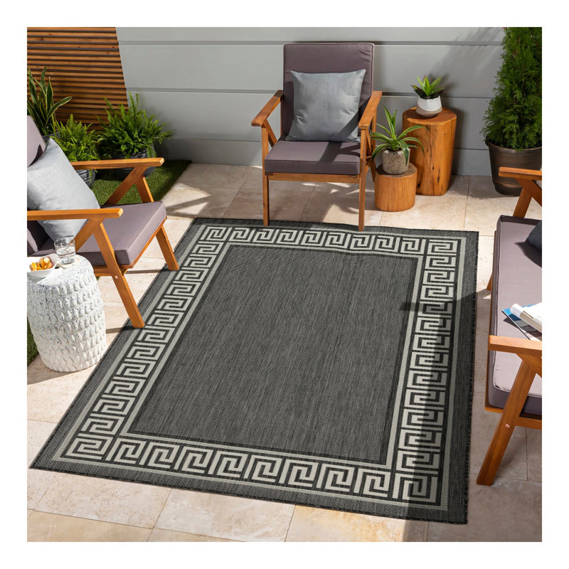 Sunshine GC_HAR2002 Anthracite Indoor/Outdoor Area Rug, Rectangle 5'3" x 7'3"