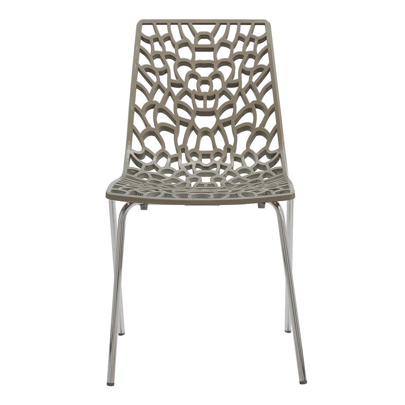 Chaise de patio empilable, Gris perle brillant