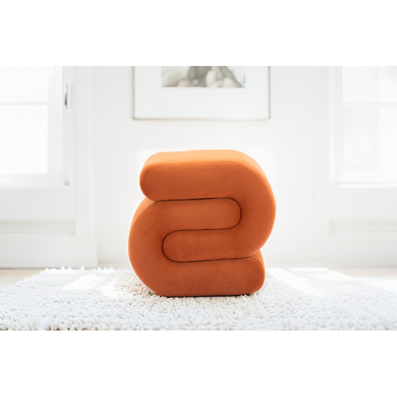 Serpa S-shape Ottoman Makeup Stool Footstool for Living Room Bedroom, Orange
